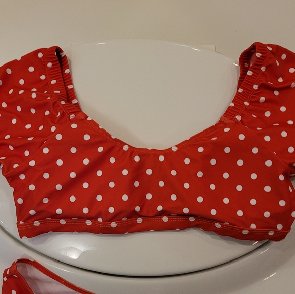 Retro polka dot puff sleeve bikinis - Picture 8 of 10